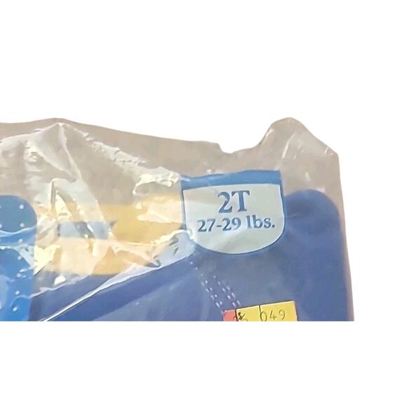 VTG 90s Gerber 2T Toddler Blanket Sleeper Blue Yellow Footie Pajamas NOS USA - Picture 2 of 5